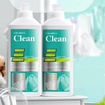 Colorful Clean Oxygen Bleach Liquid | Color-Safe Laundry Brightener & Stain Remover | Gentle on Clothes & Fabrics | 425ml (Pack 2 x 425Ml)