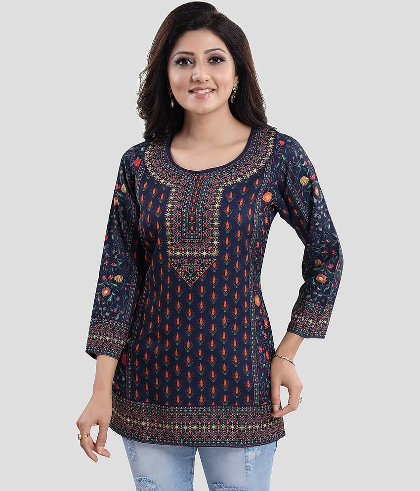 Meher Impex - Blue Crepe Women's Tunic ( Pack of 1 )