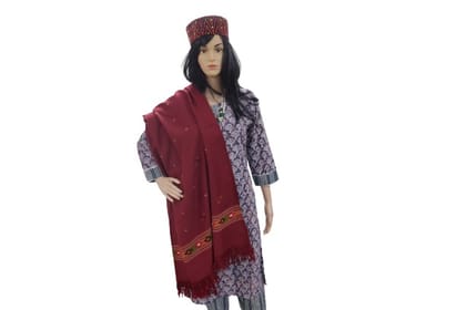 Kullu Single Line Woolen Shawl Marron Booti
