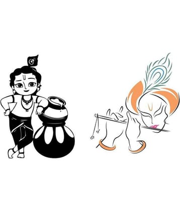 Asmi Collection God Krishna - 2 Sets Religious & Inspirational Sticker ( 45 x 48 cms )