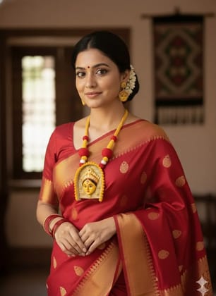 SharanyaD BeautifulTerracotta Handmade Jewellery Set with necklace and earring, Women's Contemporary Terracotta Necklace - Durga Yellow