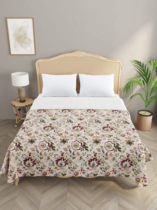 Handblock printed Kantha Bedcover