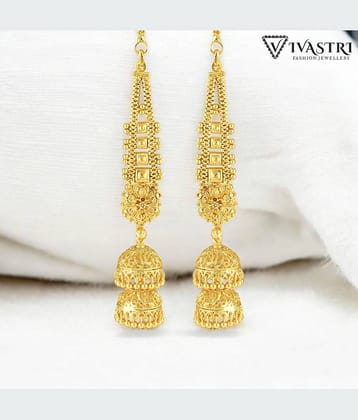 VIVASTRI Golden Jhumki Earrings ( Pack of 1 )
