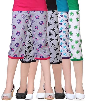 Sini Mini Pack of 4 Girls 100% Cotton Capris ( Multi )