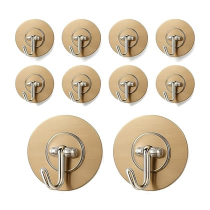 DALUCI Big Size Self Adhesive Hooks Wall Hooks for Hanging  Heavy Duty Wall Hanger Hook for Bathroom, Kitchen, Home & Office, Towels & Utensils  Hooks for Wall Heavy Items (Golden-Round, Pack of 30)