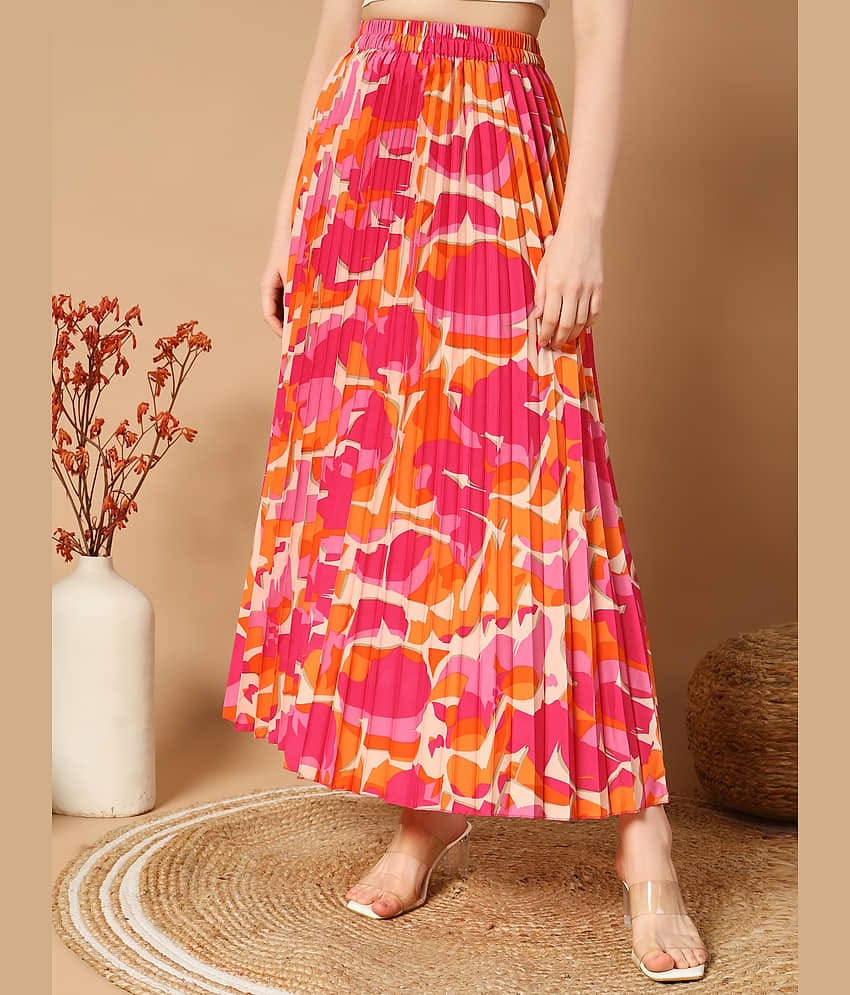 ZWERLON Pink Crepe Women's Flared Skirt ( Pack of 1 )