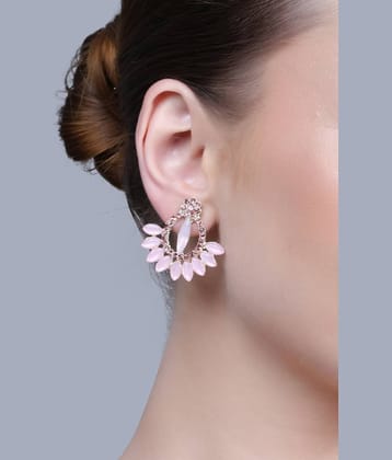 Sunhari Jewels Pink Stud Earrings ( Pack of 1 )