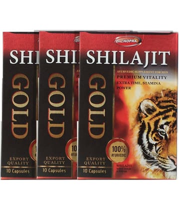 Dr Chopra Shilajit Gold (100% Ayurvedic) 10x3=30 Capsule 10 no.s (Pack Of3)