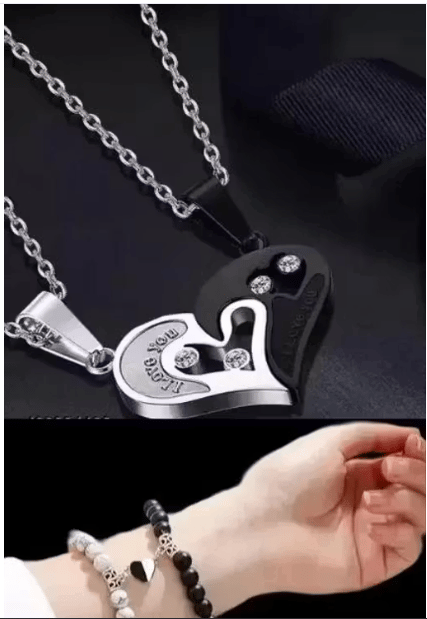 Love combo, couple bracelet, couple chain