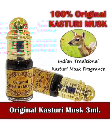 INDRA SUGANDH Attar Pure Kasturi 3ml. Rollon Rich & Divine Fragrance