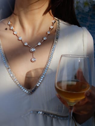 Romaana Polki Necklace Set-Gold