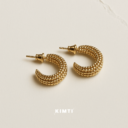 Textured Gold Basic Hoop Earrings