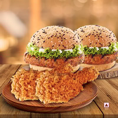 2pcs Peri Peri Grilled Chicken Burger + 2pcs Peri Peri Fried Chicken