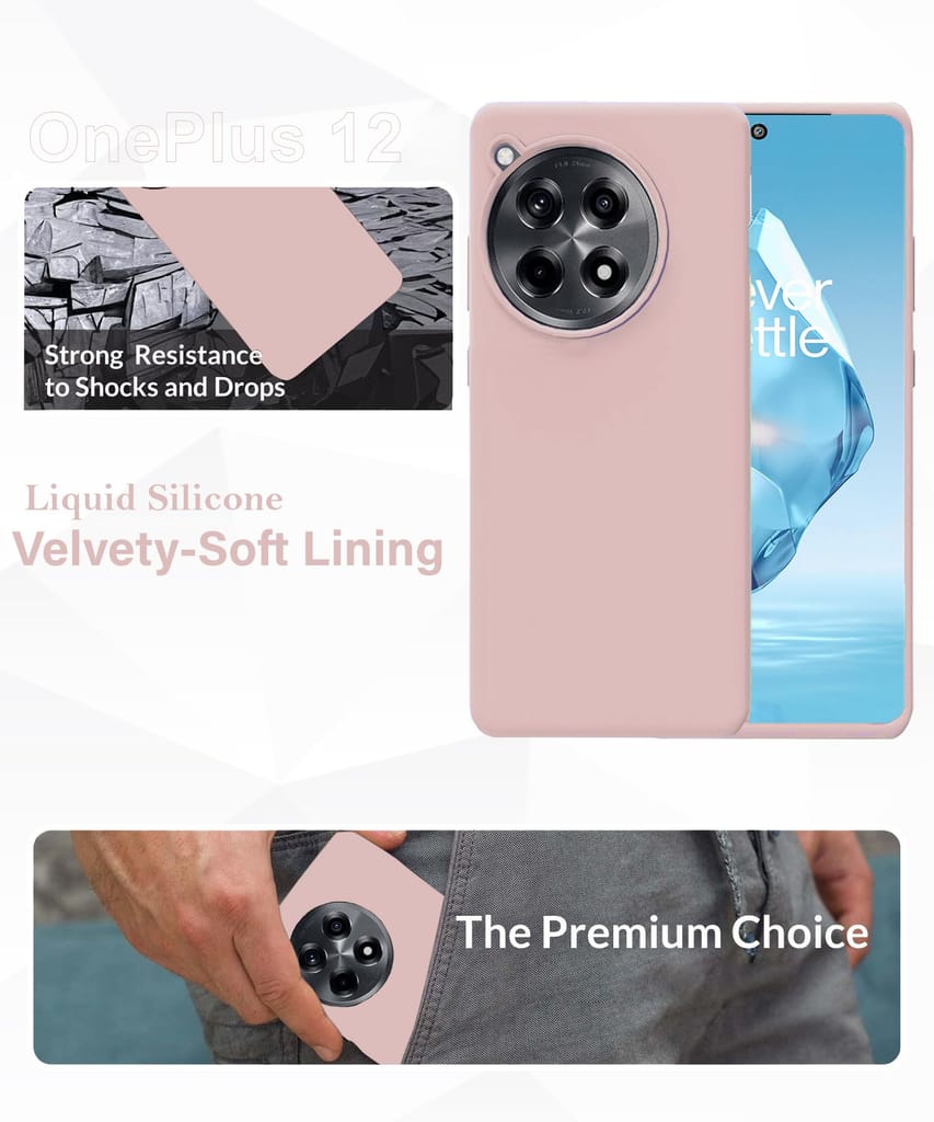 LIRAMARK Liquid Silicone Soft Back Cover Case for OnePlus 12 5G