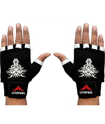 LITE FEEL Fancy Trending Black Unisex Polyester Gym Gloves For Advanced Fitness Training and Workout With Half-Finger Length