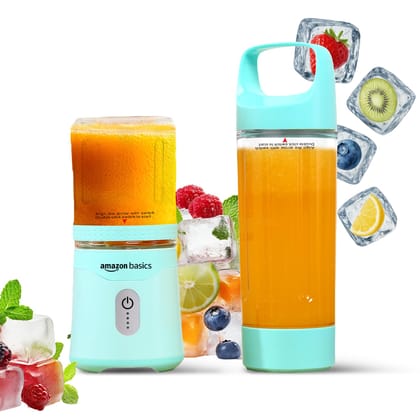 Amazon Basics Portable Blender | 350/500 ml Jar | USB Charging | Battery Operated and Rechargeable | 6 Stainless Steel Blades | 2x2000 mAh Batteries | 1 Year Warranty Amazon Basics Portable Blender | 350/500 ml Jar | USB Charging | Battery Operated and R