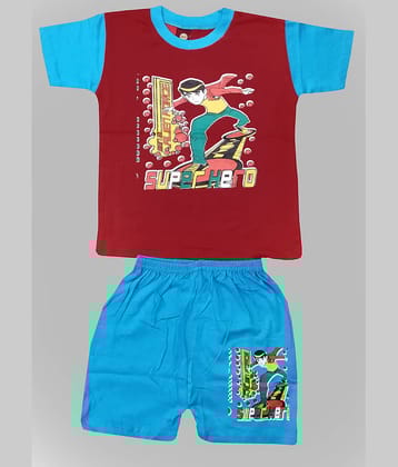 MRB Pack of 1 Boys Cotton T-Shirt & Shorts Set ( Brown )
