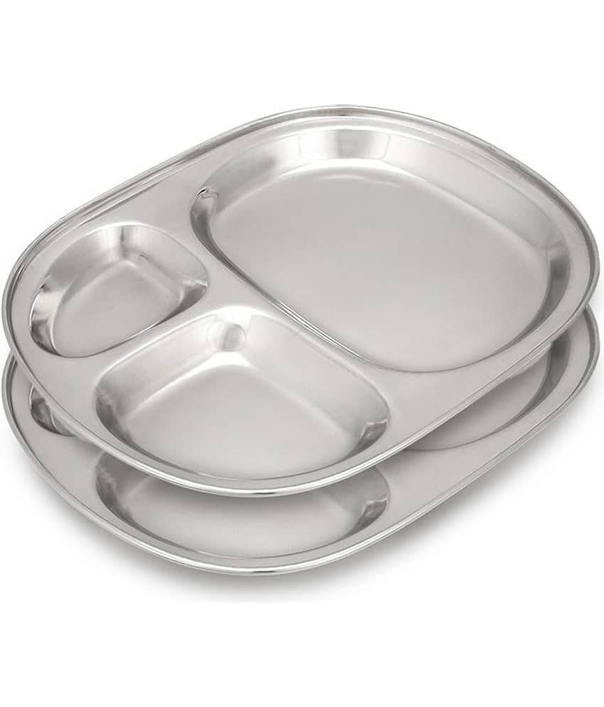 Dynore 6 Pcs Stainless Steel Silver Partition Plate