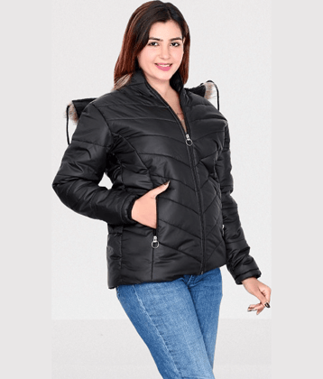 SCOLLER - Polyester Blend Black Hooded Jackets