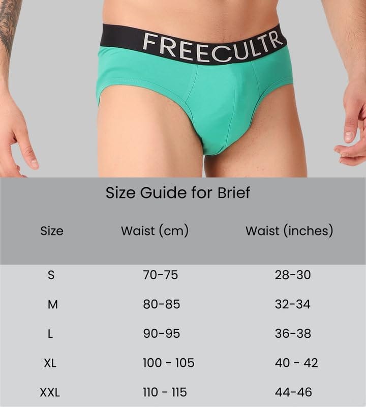 FREECULTR Men's Underwear Organic Cotton (Ultrasoft Waistband) Premium Snug-Fit Brief Pack of 1-Holly Green