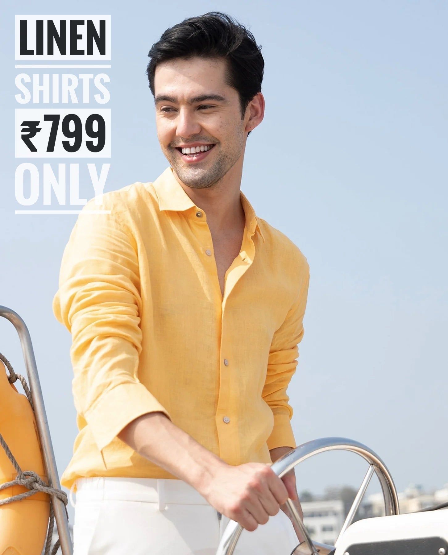 PREMIUM LINEN SHIRT yellow full sleeve-M-40
