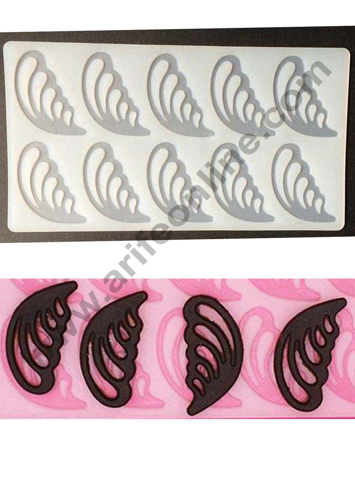 Cake Decor Silicon 10 in 1 Butterfly Wings Shape Chocolate Garnishing Mould Cake Insert Decoration Mould
