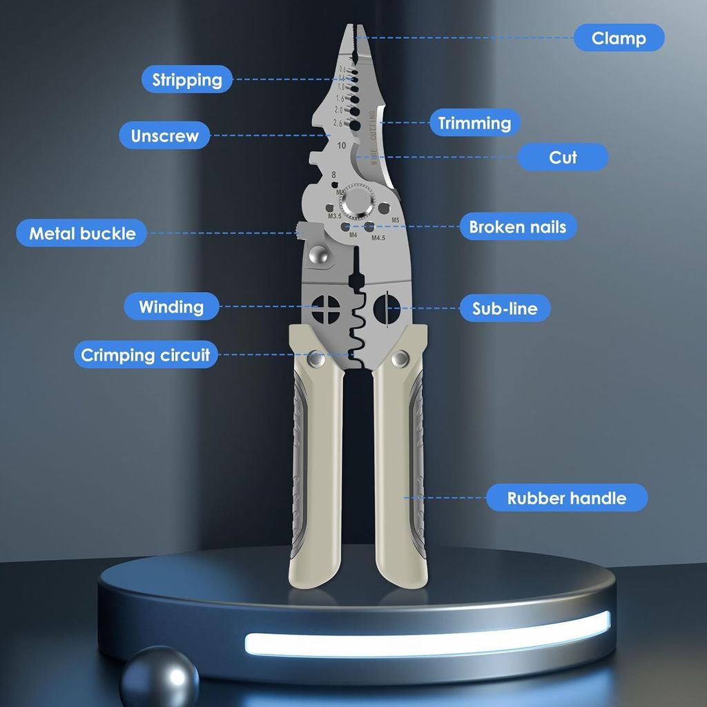 All-in-1 Multifunction Stainless Steel Wire Stripper, Cutter & Crimper – Heavy-Duty Cable Stripping & Wiring Tool for Electrical, Automotive, and DIY Use