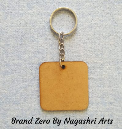 Brand Zero MDF Key Chain Round Corner Square Design - Combo Of 5 Pcs - Select Your preferred Size & Thickness