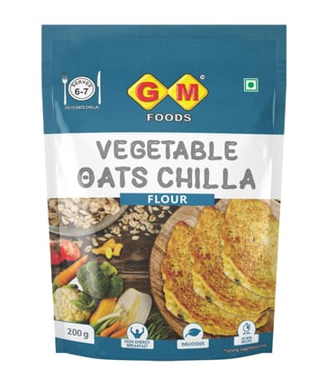 GM Foods Vegetable Oats Chilla Flour 200 Gram | Nutritious & High Protein Instant Breakfast | Multigrain Cheela Powder | Ready in 3 Easy Steps | Fibre Rich Meal for Kids & Adults