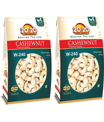 20-20 Dry Fruits Drum Roasted Cashews 500 g Pack of 2