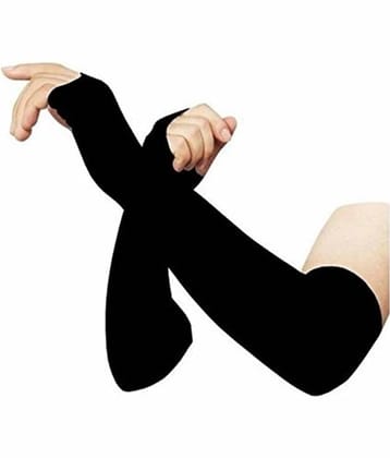 FRANKOPOLIS Full Hand Cold & Sun Protective Arm Sleeves (BLACK COLOUR , FREE SIZE SLIM ) PACK OF 1 PAIR