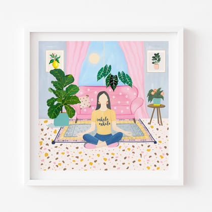 Inhale exhale Art Print | Wall Art-10x10 inches / White Frame