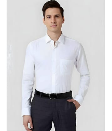 Mandoth Cotton Blend Regular Fit Full Sleeves Mens Formal Shirt - White ( Pack of 1 ) - None