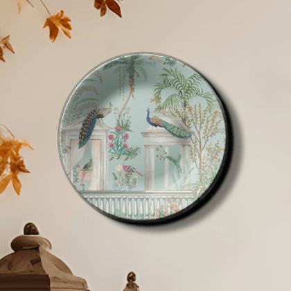 Peacock Couple Sitting on Top Ceramic Wall Plate Home Décor-8 Inches