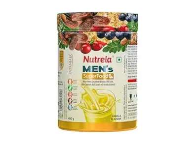 Nutrela Men Superfoods With Whey Protein Powder - 400g, Vanilla Flavor | Everyday Fitness with Biofermented Multivitamins & Whey Protein to support in Bone & Joints Health , Muscle , Heart , Hair & Nails , Ednergy Booster and Mood Stabilizer Nutrela Men Superfoods With Whey Protein Powder - 400g, Vanilla Flavor | Everyday Fitness with Biofermented Multivitamins & Whey Protein to support in Bone & Joints Health , Muscle , Heart , Hair & Nails , Ednergy Booster and Mood Stabilizer