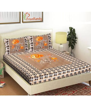 FrionKandy Living Cotton Double Bedsheet ( Brown )