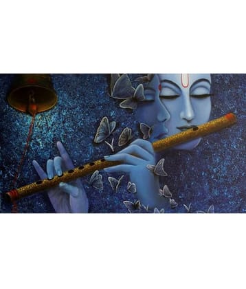 Asmi Collection Self Adhesive Radha Krishna with Flute Wall Sticker ( 35 x 60 cms )