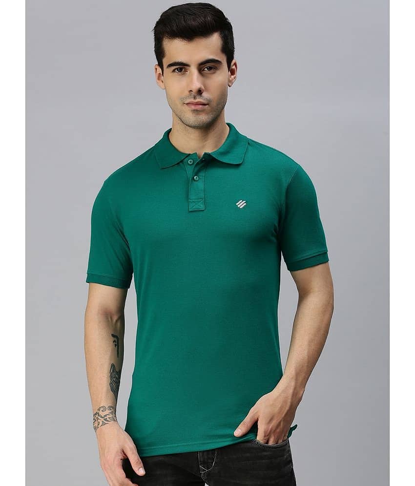 ONN Pack of 1 Cotton Blend Regular Fit Solid Half Sleeves Men's Polo T Shirt ( Green )