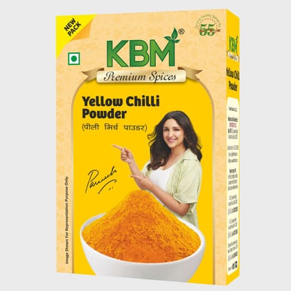 KBM Premium Spices Yellow Chilli Powder, 100 gm Carton