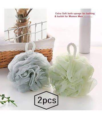 Bath Shower Loofah Sponge Pouf Body Scrubber Exfoliator| Bathing Round Loofah for Men and Women (pack of 2)