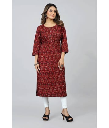 SARRAS Cotton Printed Straight Women's Kurti - Red ( Pack of 1 )