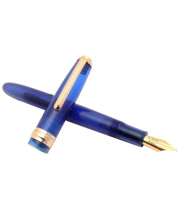 Srpc Click Falcon Demonstrator Fountain Pen Flex Nib With Golden Trims - Blue
