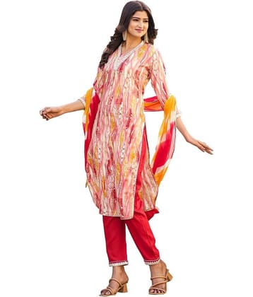 Rajnandini Viscose Dyed Kurti With Pants Women's Stitched Salwar Suit - Multicolor ( Pack of 1 )