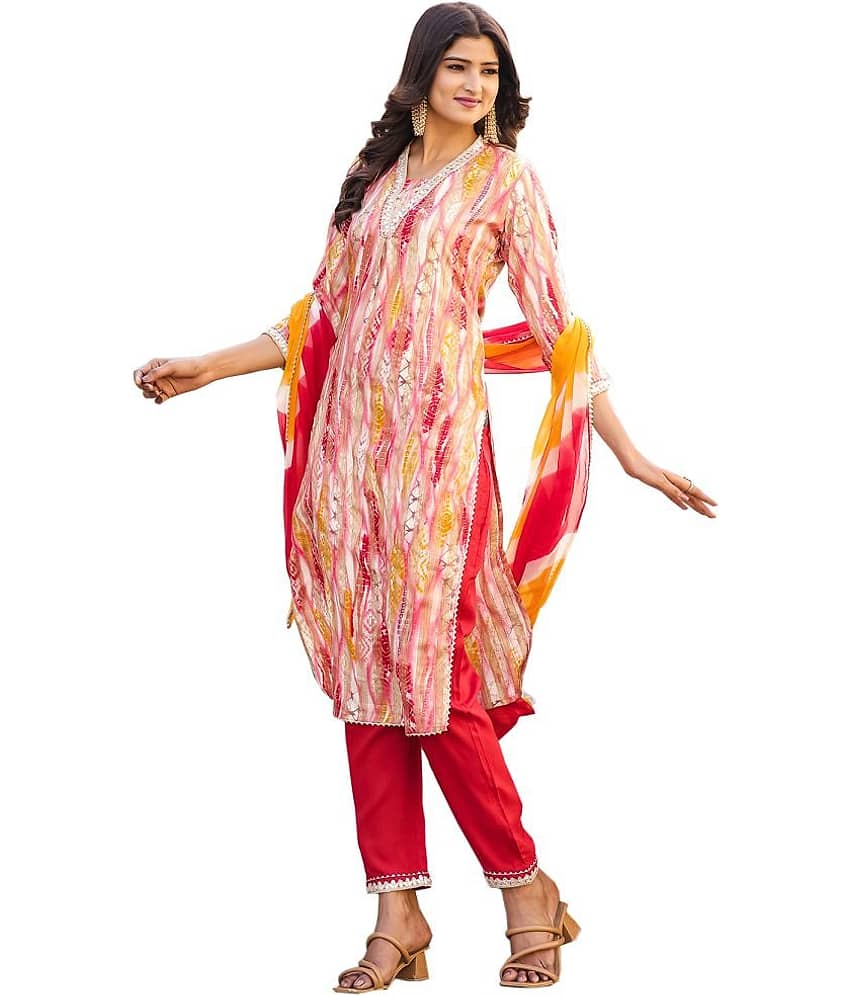 Rajnandini Viscose Dyed Kurti With Pants Women's Stitched Salwar Suit - Multicolor ( Pack of 1 )