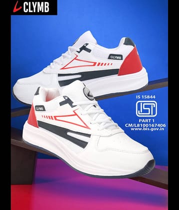 Clymb White Men's Sports Running Shoes