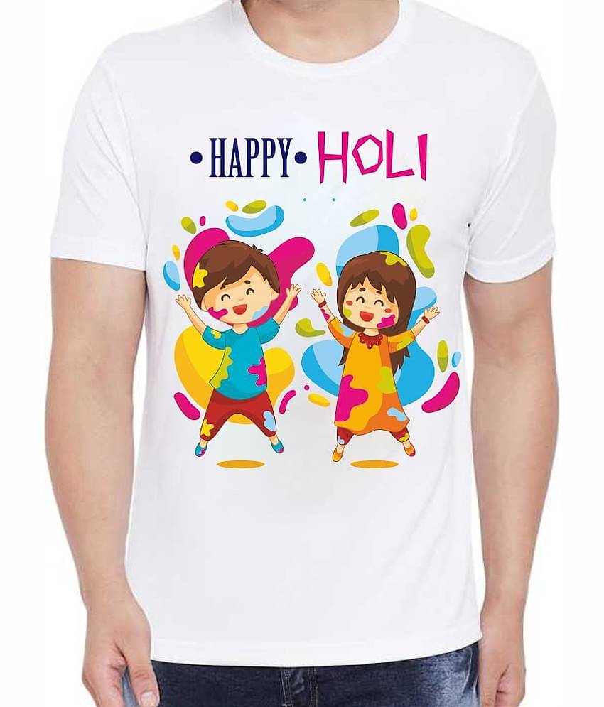 PrintMall Polyester Regular Fit Printed Half Sleeves Men's Round T-Shirt - White ( Pack of 1 )