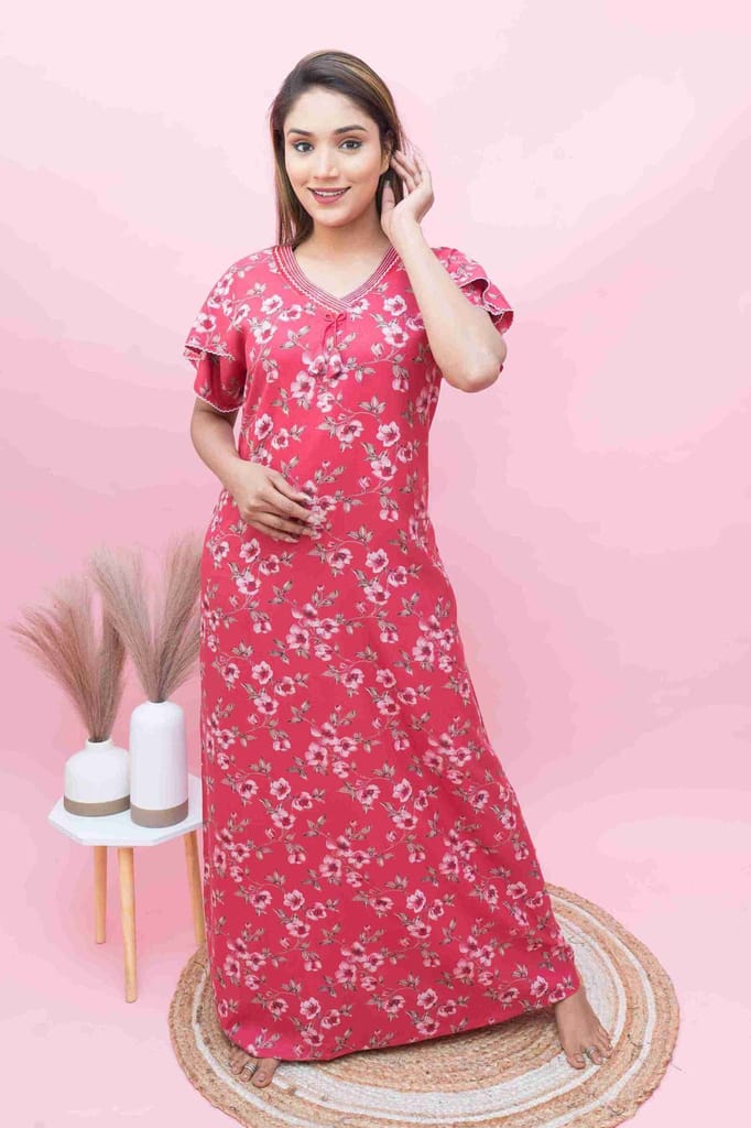 Chic Women Classic Aarka Work Nighty | A-Line Pattern | Fancy Sleeves | Soft &amp; Comfortable 2