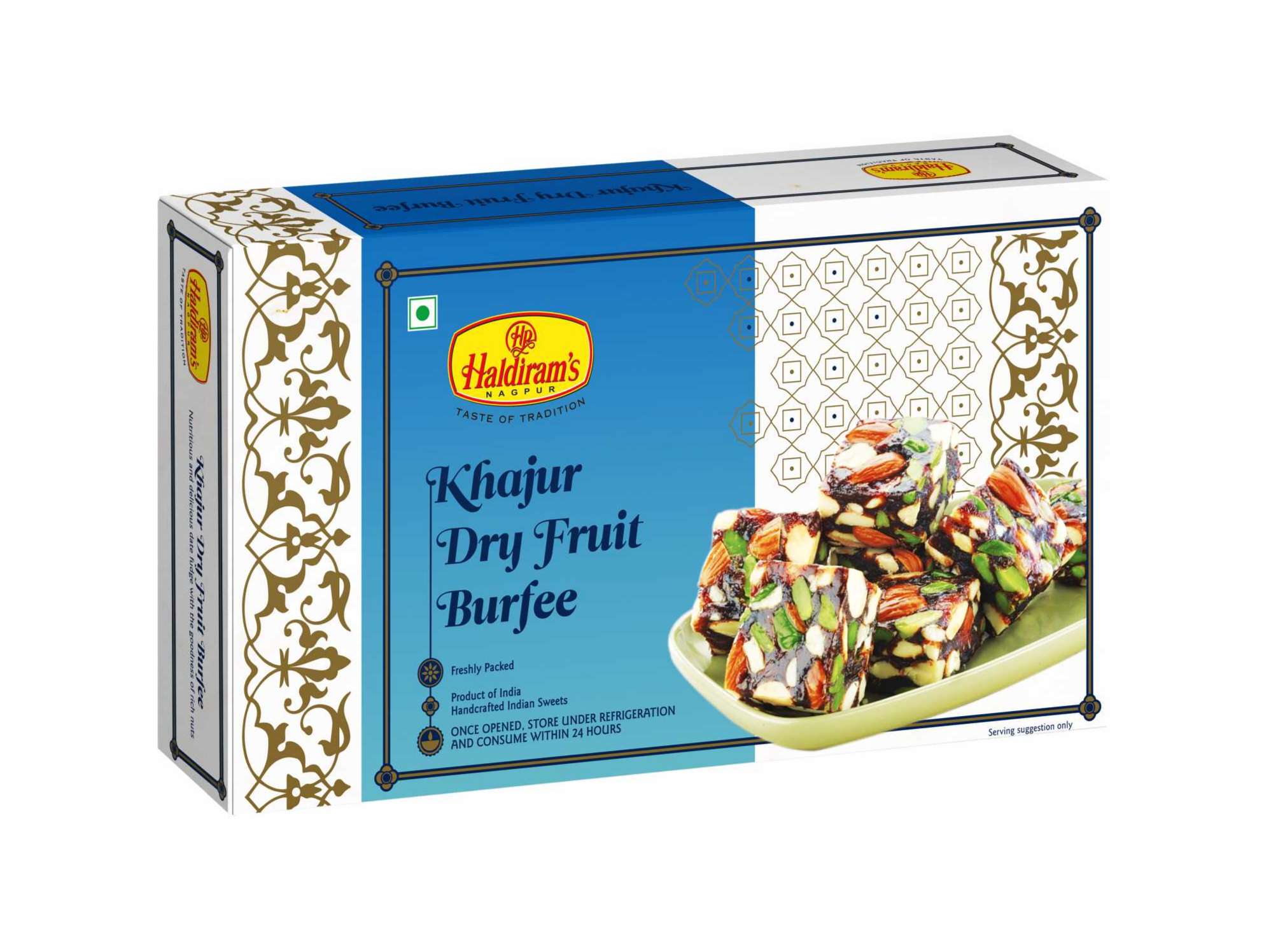Haldiram's Khajur Dryfruit Burfee Packed Sweets - 500 Gm - Pack of 2