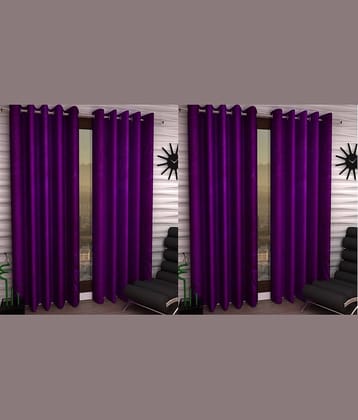 N2C Home Solid Semi-Transparent Eyelet Curtain 5 ft ( Pack of 4 ) - Purple