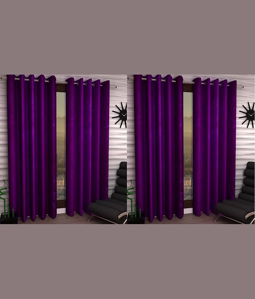 N2C Home Solid Semi-Transparent Eyelet Curtain 5 ft ( Pack of 4 ) - Purple